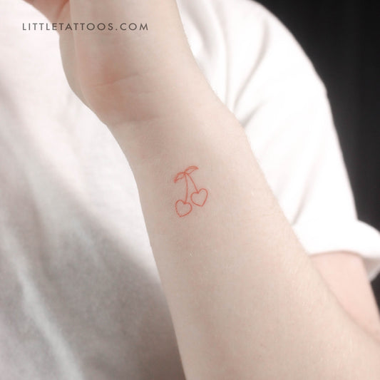 Tatuaje temporal de pareja de cerezas rojas (juego de 3)