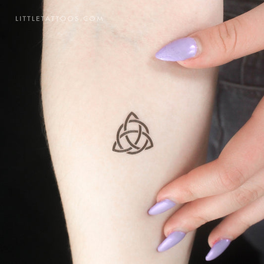 Small Black Interlaced Trinity Knot Temporary Tattoo - Set of 3