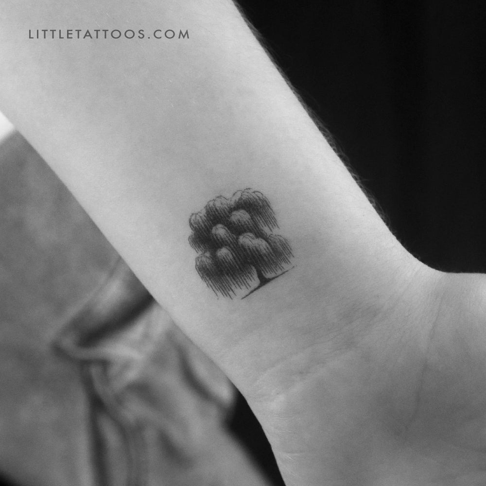 Minimalist Weeping Willow Tattoo Design