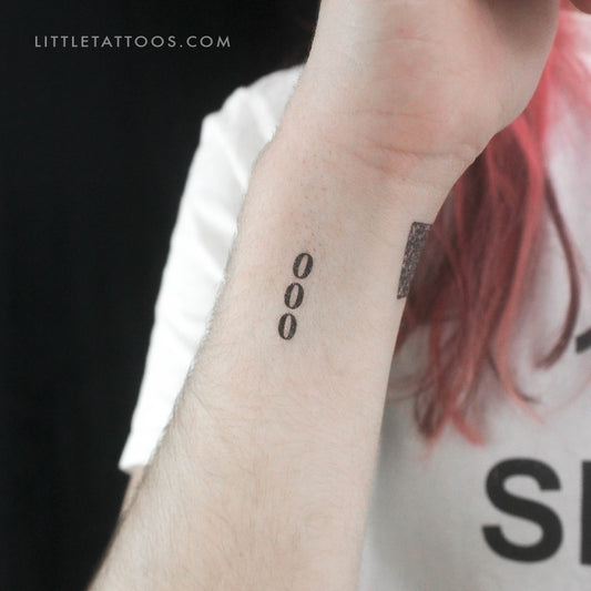Vertical 000 Temporary Tattoo - Set of 3