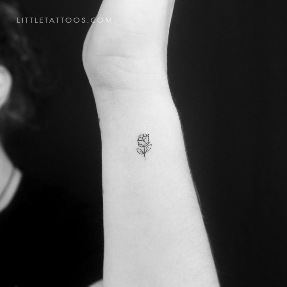Black and White Rose Tattoo on Wrist