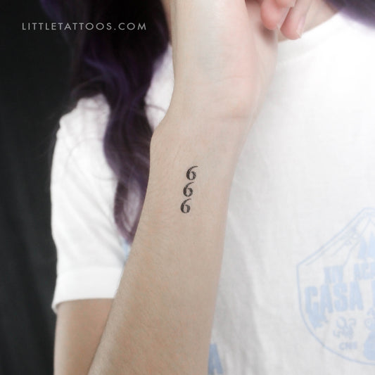Vertical 666 Temporary Tattoo - Set of 3