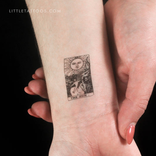 Tatuaje temporal de la carta del Tarot El Sol - Juego de 3