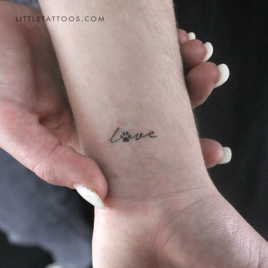 Love Paw Print Temporary Tattoo - Set of 3