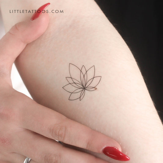 Fine Line Lotus Flower Temporary Tattoo - Set of 3