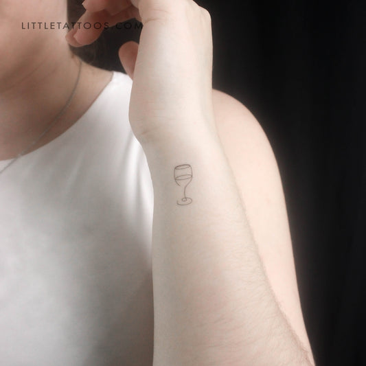 Tatuaje temporal minimalista de copa de vino (juego de 3)