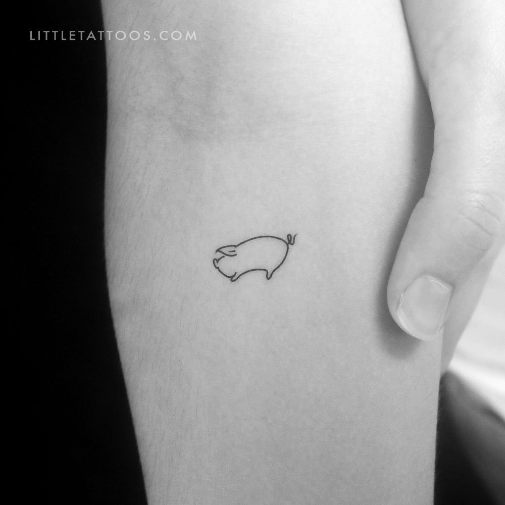 Minimalist Pig Temporary Tattoo - Set of 3, image size:1000x1000