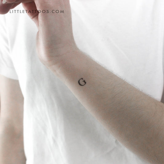 G Uppercase Serif Letter Temporary Tattoo (Set of 3)