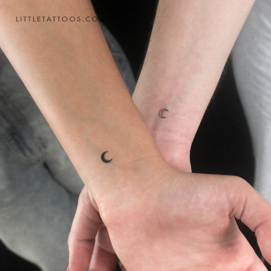 Tatuaje temporal de luna creciente a juego - Juego de 3 + 3
