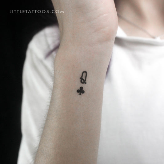Tatuaje temporal pequeño de la Reina de Tréboles - Juego de 3