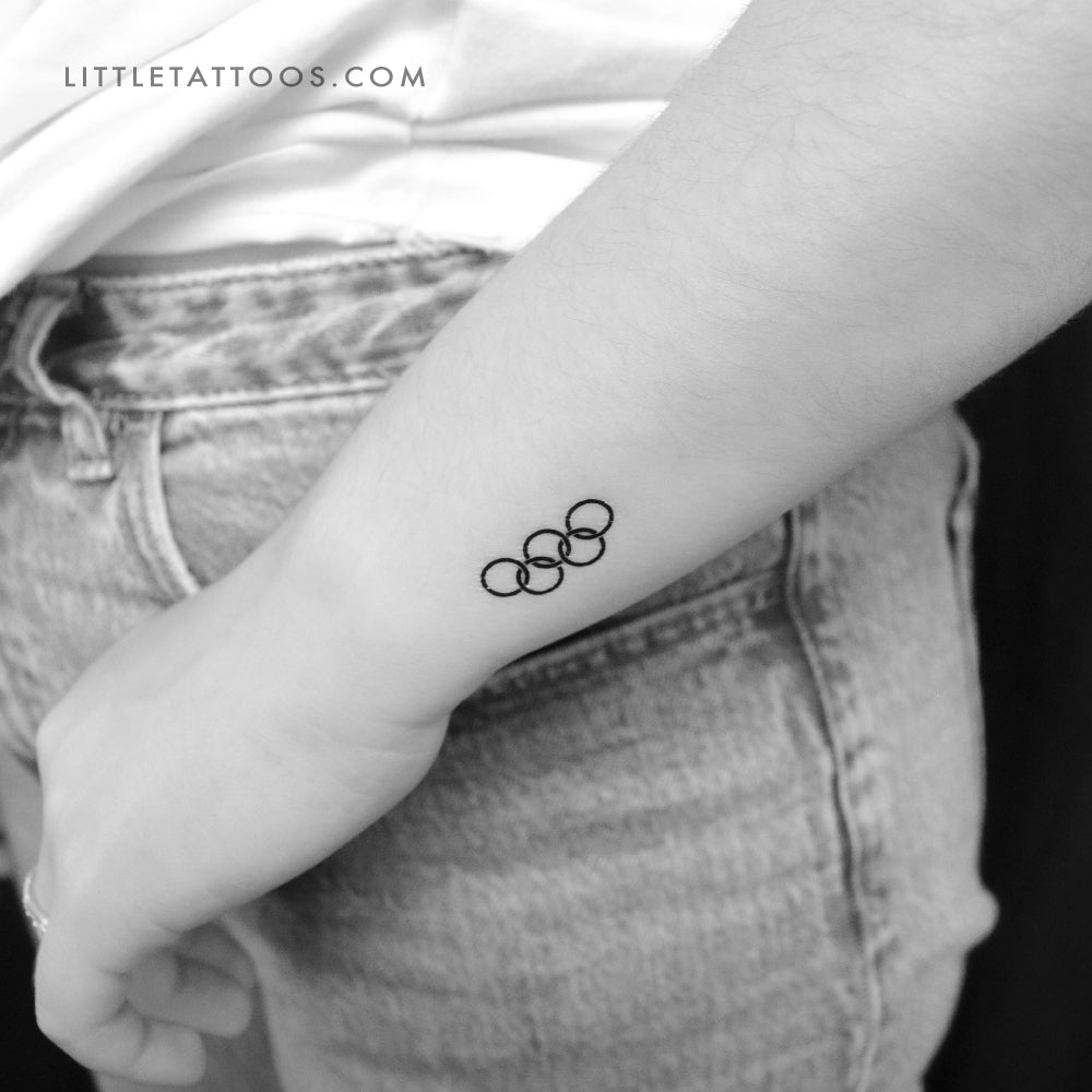 Black Olympic Rings Temporary Tattoo - Set of 3, image size:1000x1000