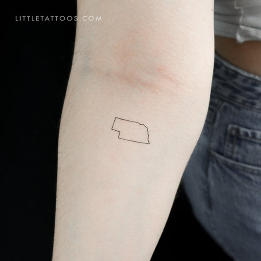 Nebraska Map Outline Temporary Tattoo - Set of 3