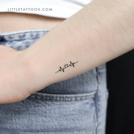 Little Heartbeat And Heart Temporary Tattoo - Set of 3