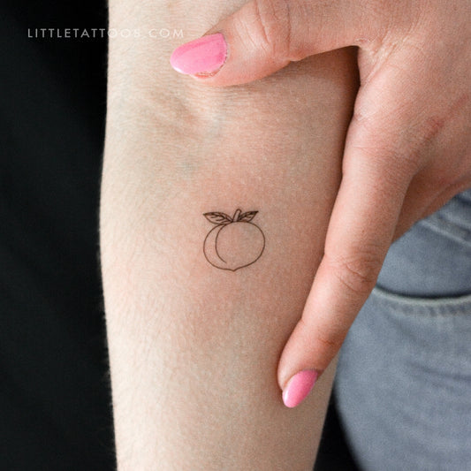 Tatuaje temporal de melocotón de línea fina - Juego de 3