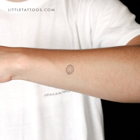 Tatuaje temporal de sol brillante ovalado - Juego de 3