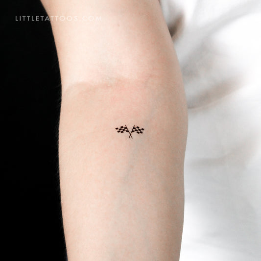 Double Checkered Flag Temporary Tattoo - Set of 3