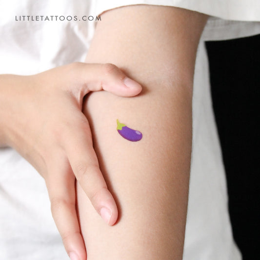 Tatuaje temporal de emoji de berenjena pequeña (juego de 3)