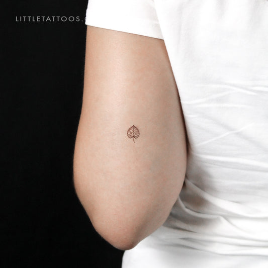 Tiny Aspen Leaf Temporary Tattoo - Set of 3