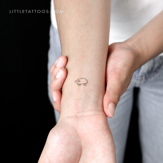 Tatuaje temporal minimalista de oveja - Juego de 3