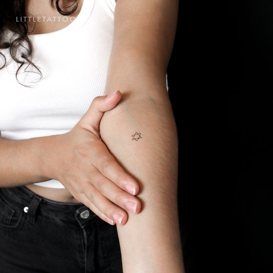 Tatuaje temporal de estrella de David de una línea (juego de 3)