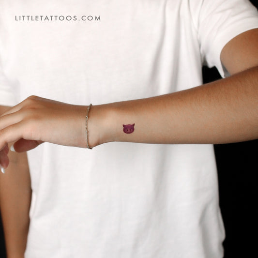 Smiling Face With Horns Temporary Tattoo - Set of 3
