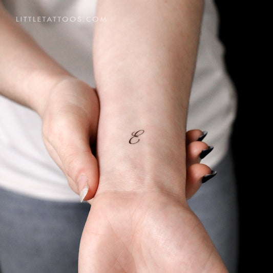 Letter E Script Temporary Tattoo - Set of 3