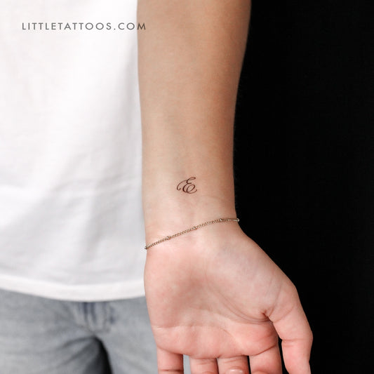 Tatuaje temporal de la letra E cursiva (juego de 3)