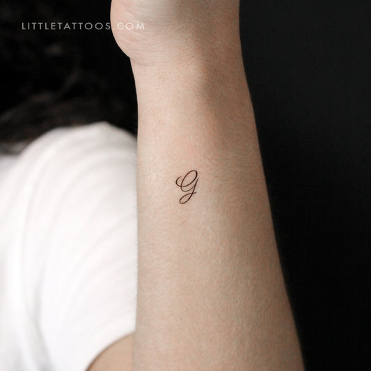 Letter G Script Temporary Tattoo - Set of 3