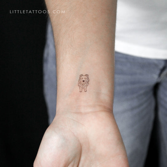 Fine Line Collie Temporary Tattoo - Set of 3