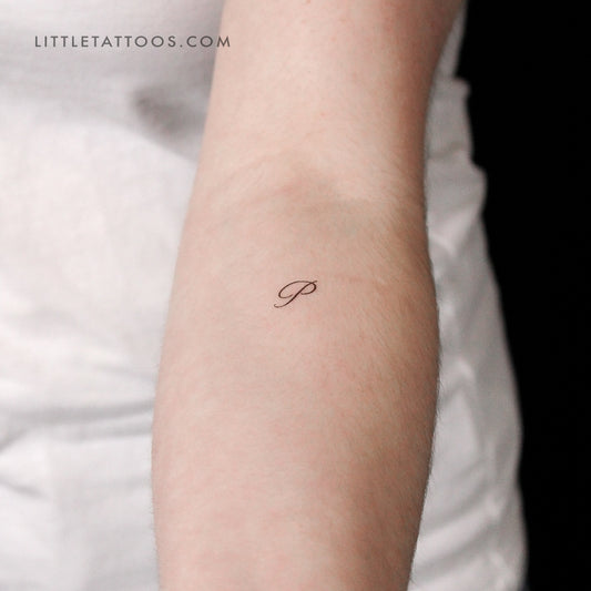 Letter P Script Temporary Tattoo - Set of 3