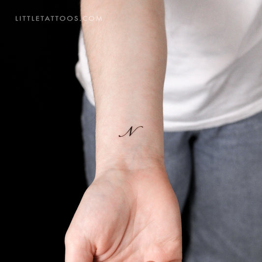 Letter N Script Temporary Tattoo - Set of 3