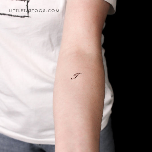 Letter T Script Temporary Tattoo - Set of 3