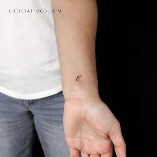 Letter C Script Temporary Tattoo - Set of 3