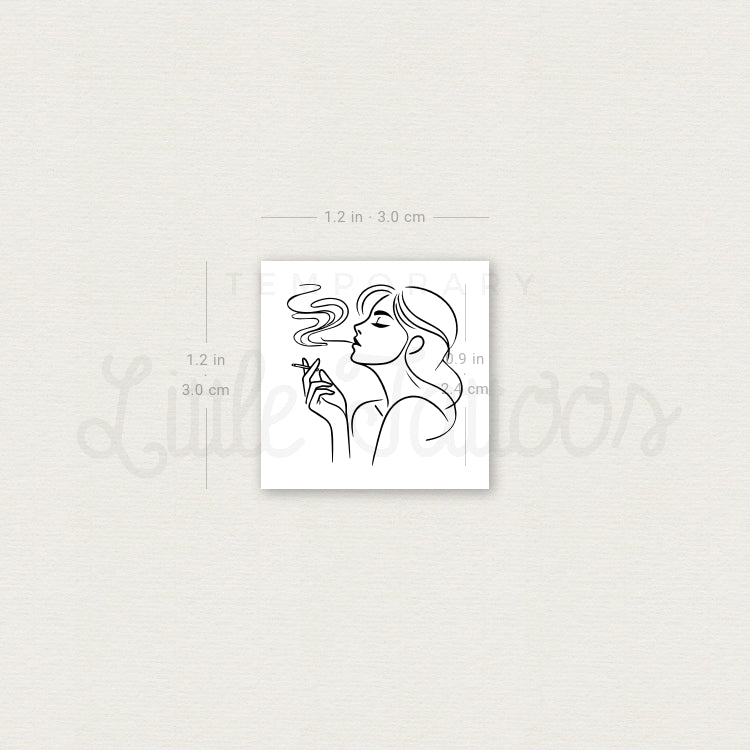 Woman Smoking Temporary Tattoo - Set of 3