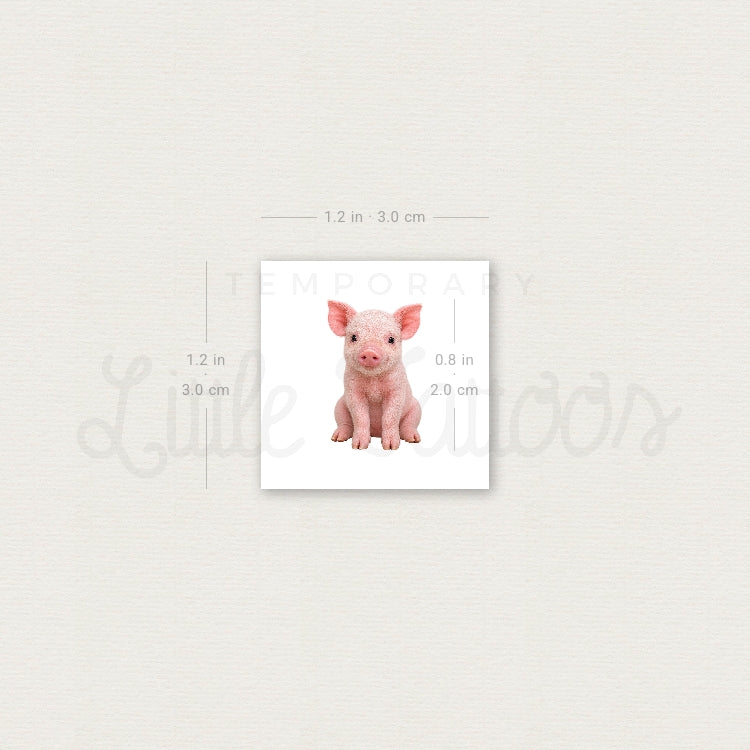 Seated Piglet Temporary Tattoo - Set of 3