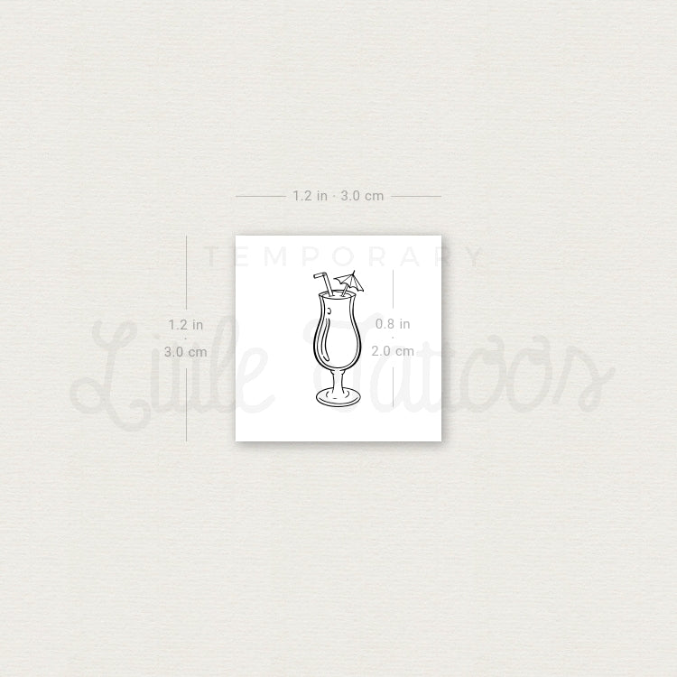 Piña Colada Temporary Tattoo Set of 3 Little Tattoos