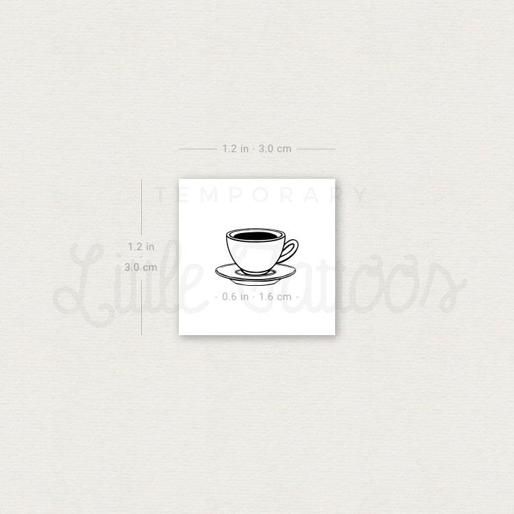 Coffee Cup Temporary Tattoo - Set of 3