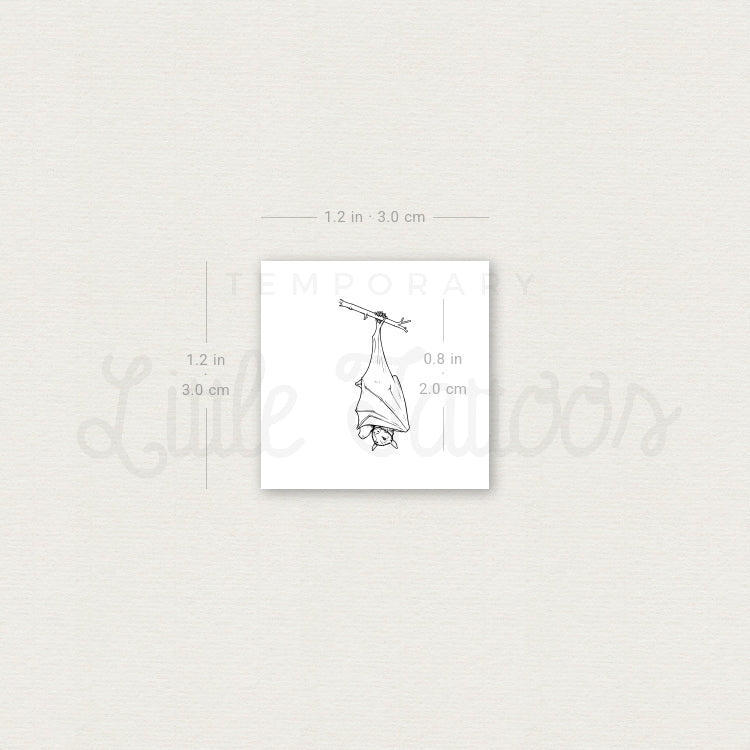 Fine Line Sleeping Bat Temporary Tattoo - Set of 3