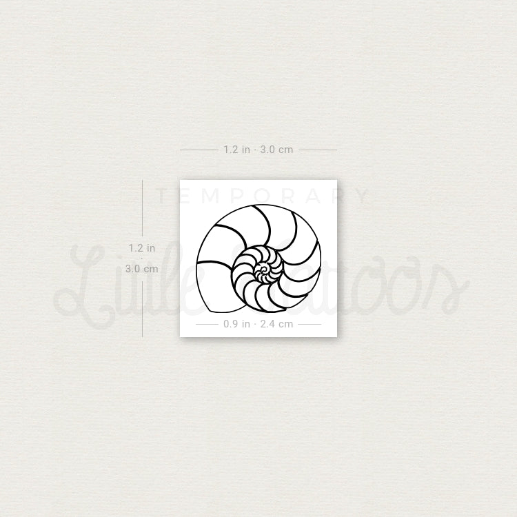 Ammonite Shell Temporary Tattoo - Set of 3