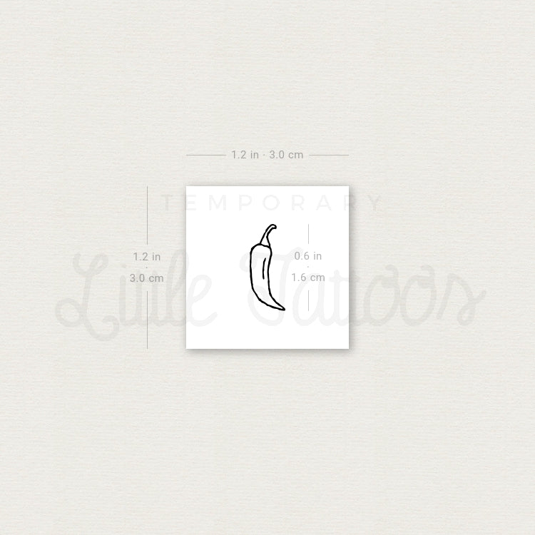 Fine Line Chili Temporary Tattoo - Set of 3