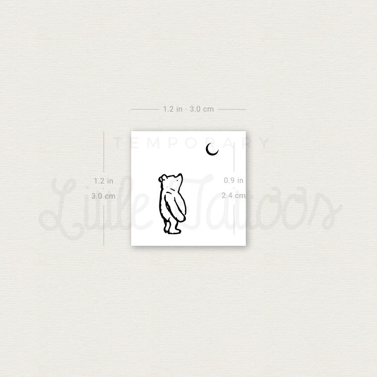 Pooh Bear And Moon Temporary Tattoo - Set of 3