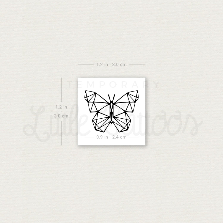 Low Poly Butterfly Temporary Tattoo - Set of 3