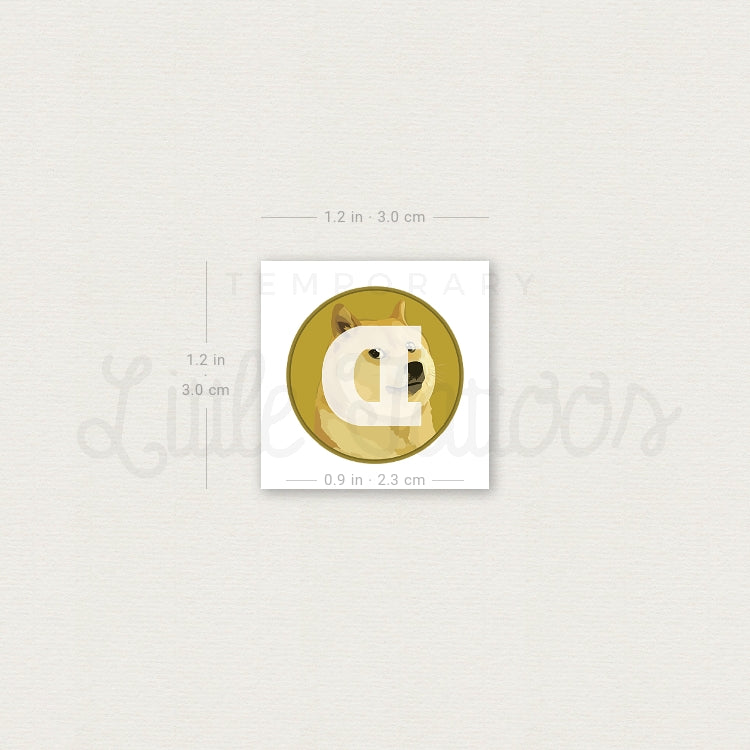 Dogecoin Logo Temporary Tattoo - Set of 3