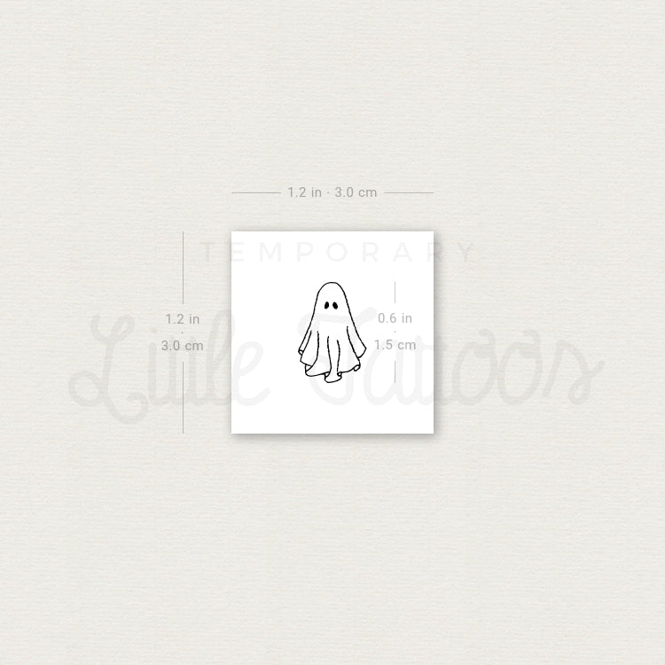 Small Fine Line Ghost Temporary Tattoo - Set of 3