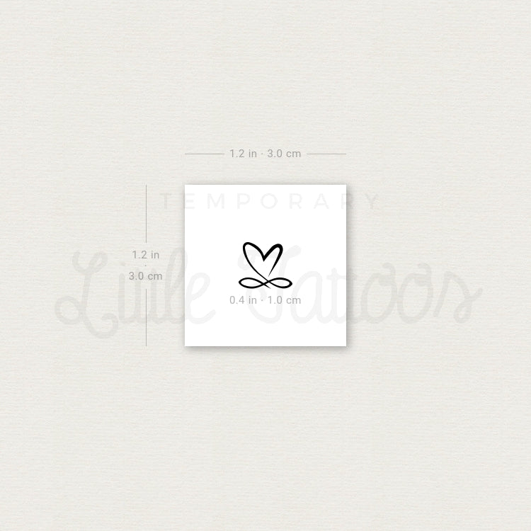 Hand-Drawn Infinity Heart Temporary Tattoo - Set of 3