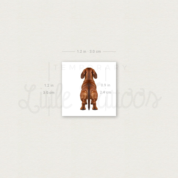 Dachshund Back View Temporary Tattoo - Set of 3