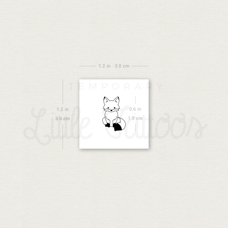 Seated Fox Temporary Tattoo - Set of 3