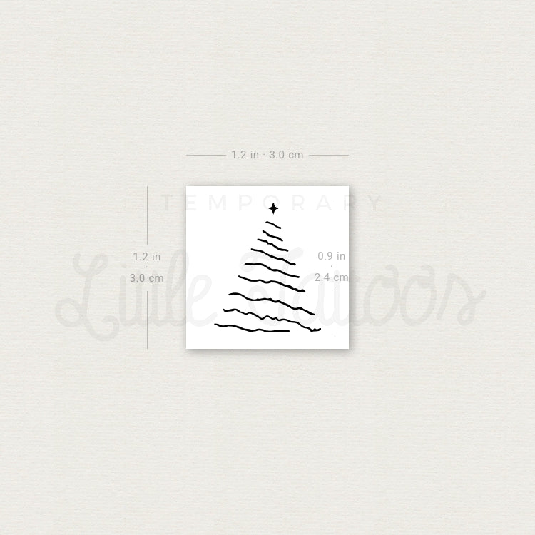 Fine Line Christmas Tree Temporary Tattoo - Set of 3