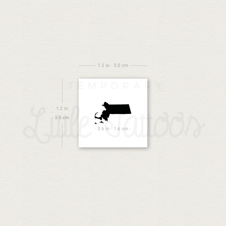 Tatuaje temporal del mapa de Massachusetts (juego de 3)