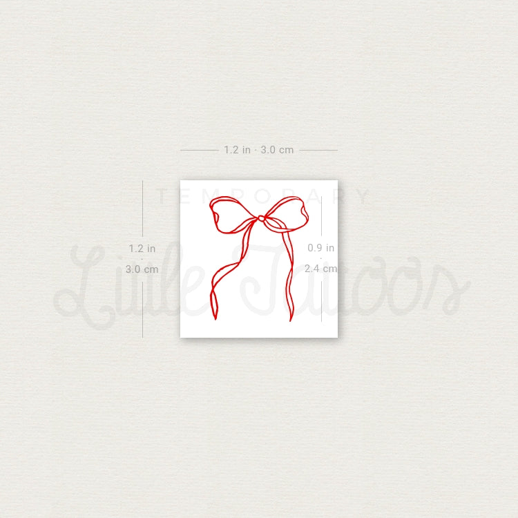 Red Ribbon Bow Temporary Tattoo - Set of 3